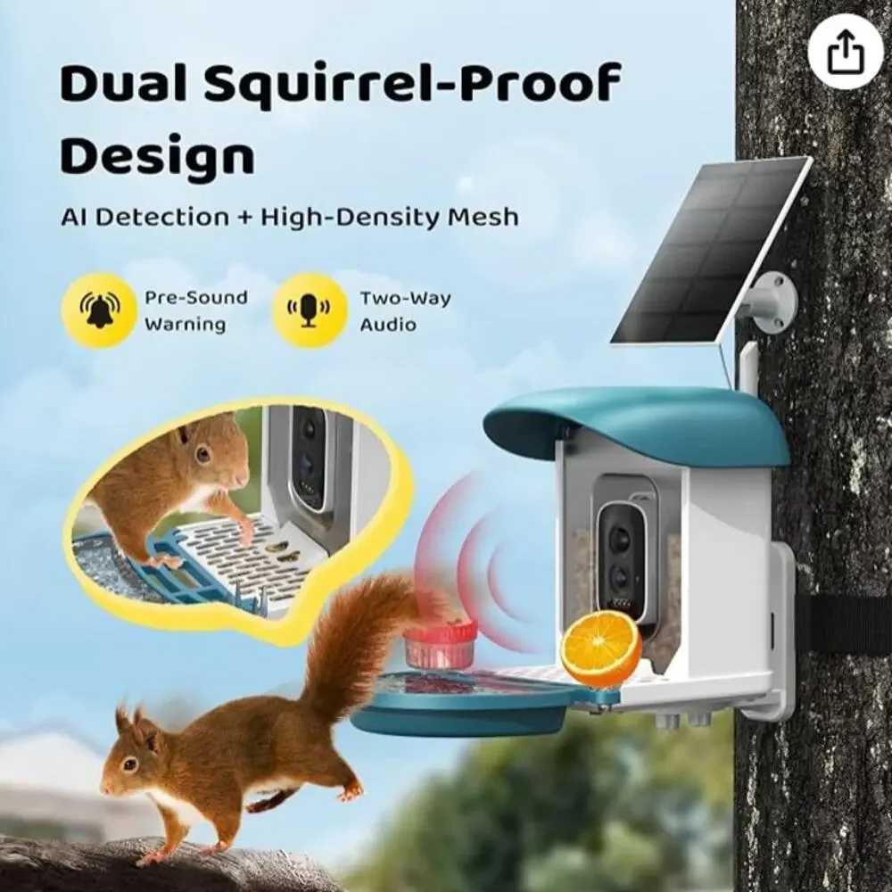 Loatos Solar-Powered Smart Bird Feeder with 5MP Camera New Boxed